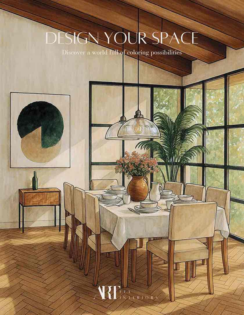 Portada del libro Diseña tu Espacio, con un comedor ilustrado